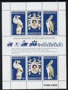 Barbados 1978 Coronation 25th Anniversary sheetlet (QEII & Pelican) SG 597a unmounted mint