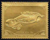 Bernera 1985 Classic Cars - 1934 Mercedes £12 value perforated & embossed in 22 carat gold foil unmounted mint