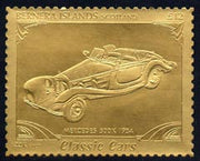 Bernera 1985 Classic Cars - 1934 Mercedes £12 value perforated & embossed in 22 carat gold foil unmounted mint