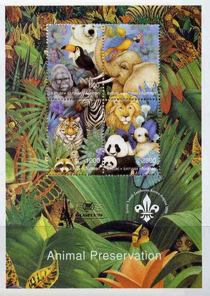 Batum 1996 Animal Preservation sheetlet containing set of 4 (with Scout Logo) overprinted for Aseanpex '96 in gold unmounted mint