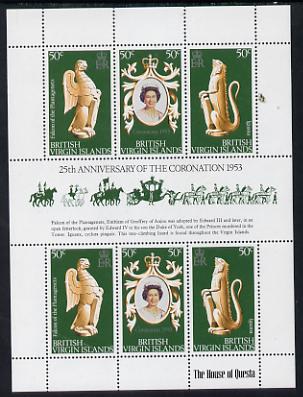British Virgin Islands 1978 Coronation 25th Anniversary sheetlet (QEII, Iguana & Falcon) SG 384a unmounted mint