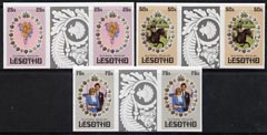 Lesotho 1981 Royal Wedding set of 3 in imperf gutter pairs (as SG 451-3)