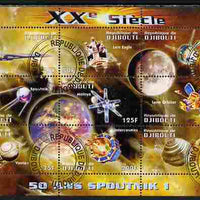 Djibouti 2009 50th Anniversary of Sputnik #03 perf sheetlet containing 9 values fine cto used