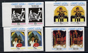 St Lucia 1985 Int Youth Year set of 4 each in unmounted mint imperf pairs (SG 841-44var)