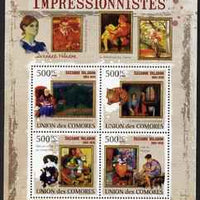 Comoro Islands 2009 Impressionists - Suzanne Valadon perf sheetlet containing 4 values unmounted mint