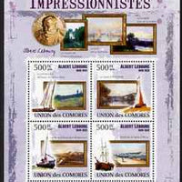Comoro Islands 2009 Impressionists - Albert Lebourg perf sheetlet containing 4 values unmounted mint