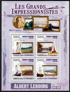 Comoro Islands 2009 Impressionists - Albert Lebourg perf sheetlet containing 4 values unmounted mint