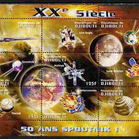 Djibouti 2009 50th Anniversary of Sputnik #03 perf sheetlet containing 9 values unmounted mint
