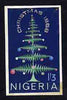 Nigeria 1968 Christmas (unissued) - original hand-painted artwork by Harrisons & Sons for 1s3d value showing Christmas Tree on Harrison & Sons board 4" x 6.5" endorsed 'Rough Design'