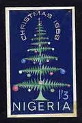 Nigeria 1968 Christmas (unissued) - original hand-painted artwork by Harrisons & Sons for 1s3d value showing Christmas Tree on Harrison & Sons board 4" x 6.5" endorsed 'Rough Design'