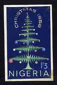 Nigeria 1968 Christmas (unissued) - original hand-painted artwork by Harrisons & Sons for 1s3d value showing Christmas Tree on Harrison & Sons board 4