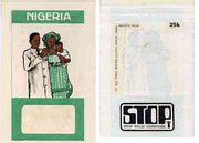 Nigeria 1984 Stop Polio Campaign - original hand-painted artwork for 25k value (Child receiving vaccine) by S O Nwasike on card 5" x 8.5" endorsed B4