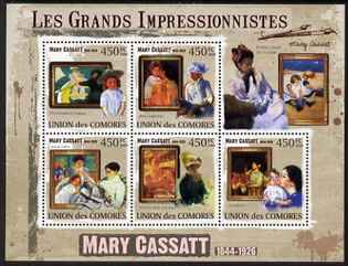 Comoro Islands 2009 Impressionists - Mary Cassatt perf sheetlet containing 5 values unmounted mint