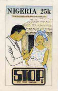 Nigeria 1984 Stop Polio Campaign - original hand-painted artwork for 25k value (Child receiving vaccine) by Francis Nwaije Isibor on card 5" x 8.5" endorsed B5