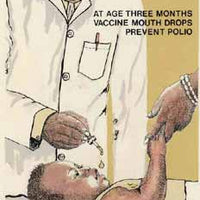 Nigeria 1984 Stop Polio Campaign - original hand-painted artwork for 25k value (Child receiving vaccine) by NSP&MCo Staff Artist Olukoya Ogunfowora on card 5" x 8.5" endorsed B2