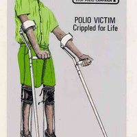 Nigeria 1984 Stop Polio Campaign - original hand-painted artwork for 10k value (Polio Victim) by NSP&MCo Staff Artist Olukoya Ogunfowora on card 5" x 8.5" endorsed A3