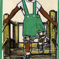 Nigeria 1984 Stop Polio Campaign - original hand-painted artwork for 10k value (Polio Victim) by S O Nwasike on card 5" x 8.5" endorsed A5