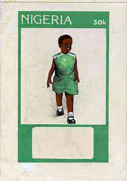 Nigeria 1984 Stop Polio Campaign - original hand-painted artwork for 30k value (Healthy Child) by S O Nwasike on card 5