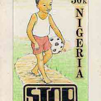 Nigeria 1984 Stop Polio Campaign - original hand-painted artwork for 30k value (Healthy Child) by Francis Nwaije Isibor on card 5" x 8.5" endorsed C5