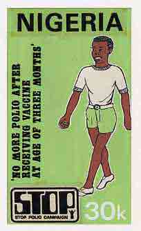 Nigeria 1984 Stop Polio Campaign - original hand-painted artwork for 30k value (Healthy Child) by unknown artist on card 5