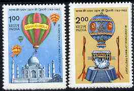 India 1983 Bicentenary of Manned Flight set of 2 (Balloons) unmounted mint SG 1104-05*