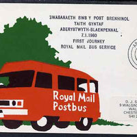 Postcard of Royal Mail Postbus (privately produced) used for first journey of Aberystwyth to Blaenpennal Service