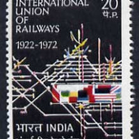 India 1972 50th Aniv of International Railways Union unmounted mint, SG 657*