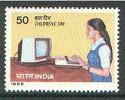 India 1985 Children's Day (Girl using Computer) unmounted mint SG 1168*