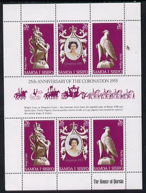 Samoa 1978 Coronation 25th Anniversary sheetlet (QEII, Pigeon & Lion) SG 508a unmounted mint
