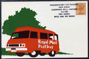 Postcard of Royal Mail Postbus (privately produced) used for first journey of Llandrindod Wells to Rhayader Service