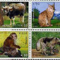 Nepal 1995 'Singapore 95' International Stamp Exhibition (Gaur, Lynx, Monkey, Hyena) set of 4 unmounted mint, SG 610-13