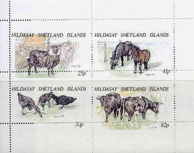 Shetland Islands 1995 Animals set of 4 with perforations dramatically misplaced, a superb variety unmounted mint