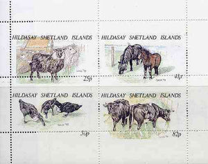 Shetland Islands 1995 Animals set of 4 with perforations dramatically misplaced, a superb variety unmounted mint