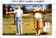 Touva 1995 Golf with Laurel & Hardy composite sheet containing complete set of 10 with perforations dramatically misplaced, a superb variety unmounted mint