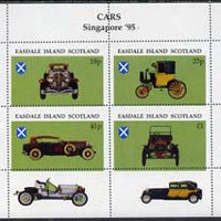 Easdale 1995 'Singapore 95' Stamp Exhibition (Cars) sheetlet containing perf set of 4 with misplaced perforations unmounted mint