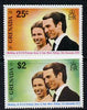 Grenada 1973 Royal Wedding set of 2 unmounted mint, SG 582-3
