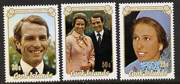 Cook Islands 1973 Royal Wedding perf set of 3 unmounted mint, SG 450-2