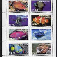 Karakalpakia Republic 1997 Fish perf sheetlet containing complete set of 8 unmounted mint