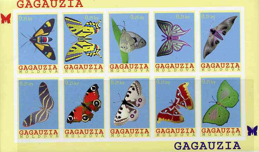 Gagauzia Republic 1996 Butterflies imperf sheetlet containing complete set of 10 unmounted mint