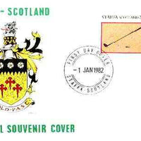 Staffa 1982 Sports Accessories 20p (Golf) perf single on illustrated cover with first day cancellation