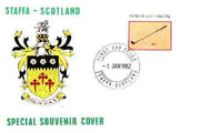 Staffa 1982 Sports Accessories 20p (Golf) perf single on illustrated cover with first day cancellation