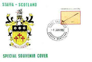Staffa 1982 Sports Accessories 20p (Golf) imperf single on illustrated cover with first day cancellation
