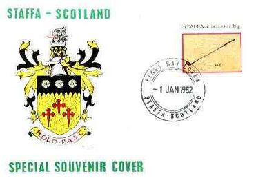 Staffa 1982 Sports Accessories 20p (Golf) imperf single on illustrated cover with first day cancellation