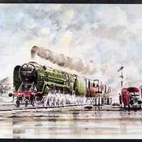 Postcard of Evening Star (Post Office card SWPR 28) used with Last Steam Locomotive Built in Swindon Works cancel