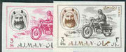 Ajman 1967 Motorcyclist (3Dh & 3R from Transport imperf set of 14) unmounted mint Mi 129 & 138