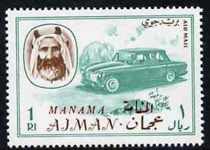 Manama 1967 Car 1R opt'd on Ajman from Transport set unmounted mint, SG 9