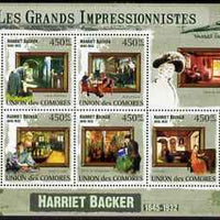 Comoro Islands 2009 Impressionists - Harriet Backer perf sheetlet containing 5 values unmounted mint
