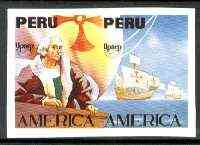 Peru 1992 'America' Columbus the unissued imperf se-tenant pair without value or imprint (c 35,000 ptas = £145)