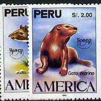Peru 1993 'America' Fauna the unissued perf set of 2 unmounted mint