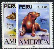 Peru 1993 'America' Fauna the unissued perf set of 2 unmounted mint